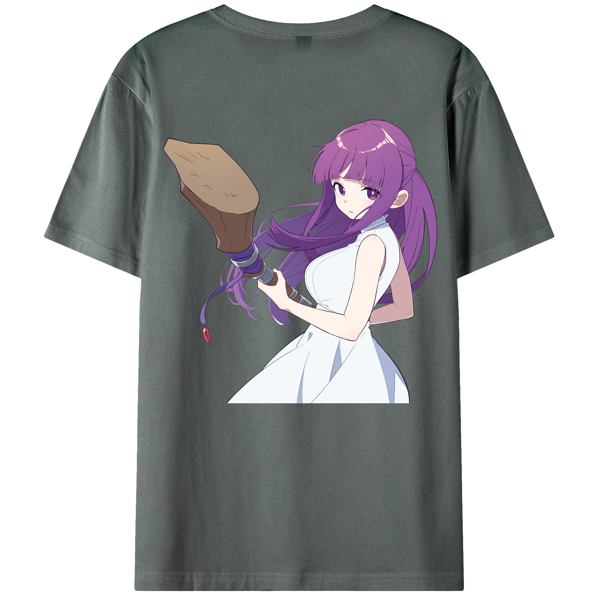 （画像用） 葬送のフリーレン Frieren 綿100％ メンズ半袖Tシャツ（バックプリント） 通気性